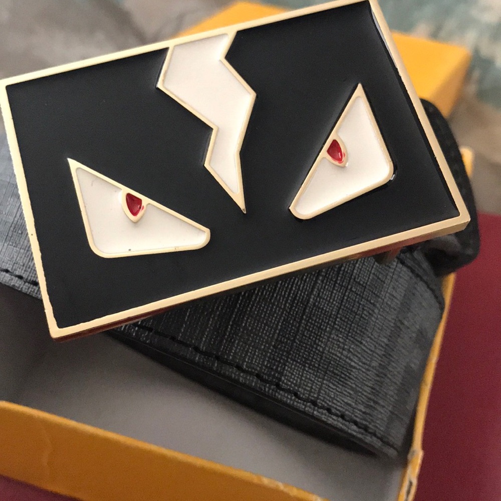 New Fendi .  Black and Grey Monogram belt